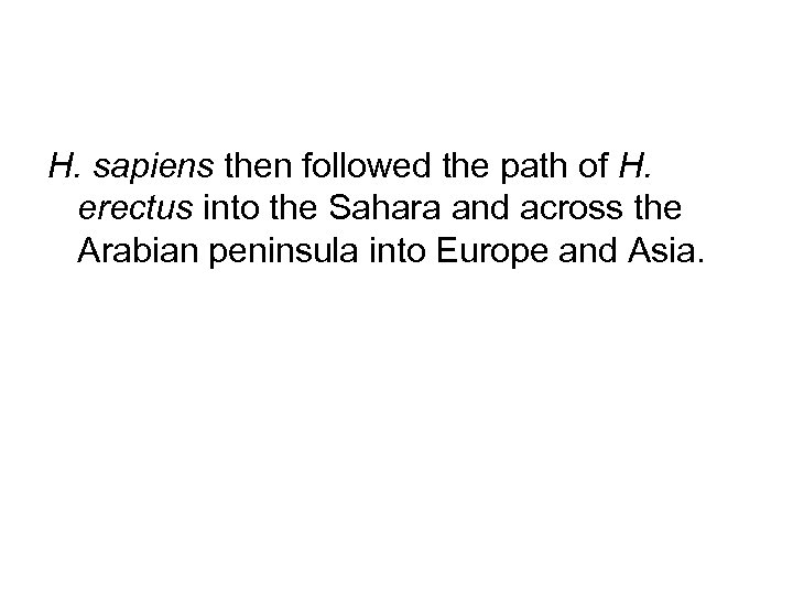 H. sapiens then followed the path of H. erectus into the Sahara and across