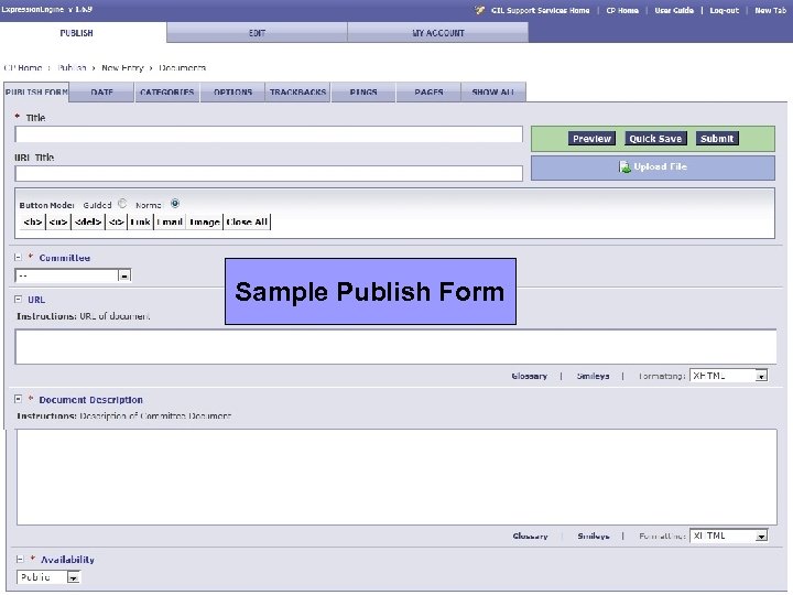 Sample Publish Form 