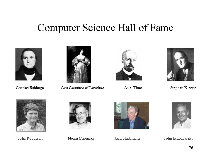 Computer Science Hall of Fame Charles Babbage Julia Robinson Ada Countess of Lovelace Noam
