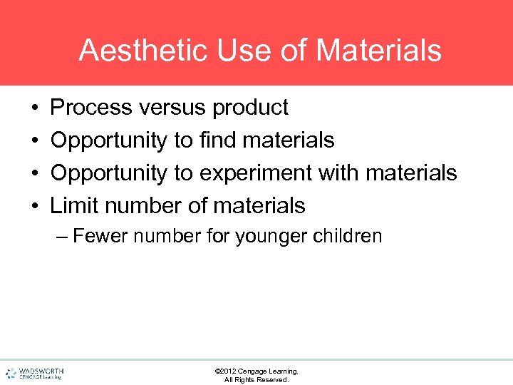 Aesthetic Use of Materials • • Process versus product Opportunity to find materials Opportunity