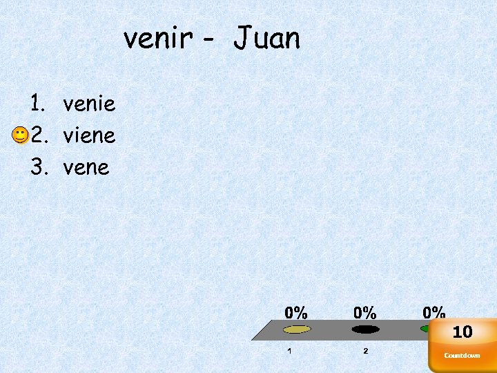 venir - Juan 1. venie 2. viene 3. vene 10 Countdown 