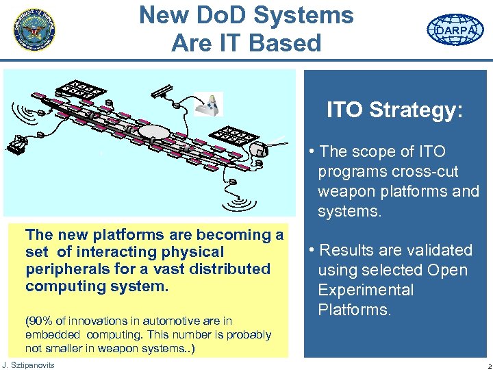 New Do. D Systems Are IT Based DARPA ITO Strategy: • The scope of