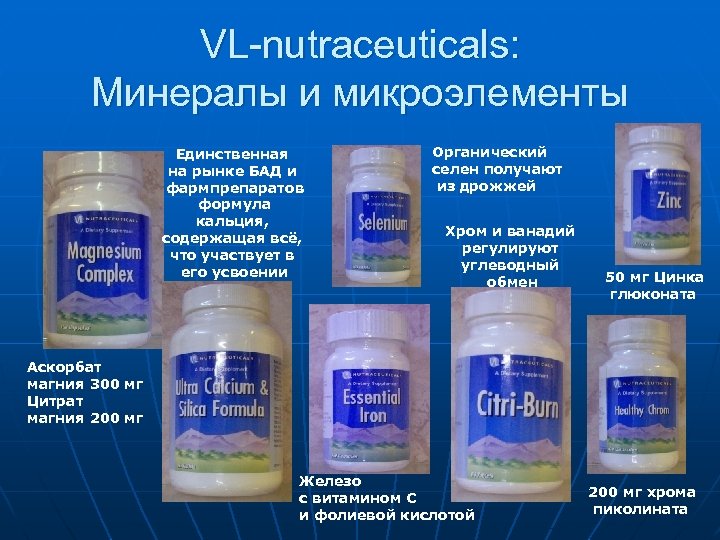 VL-nutraceuticals: Минералы и микроэлементы Единственная на рынке БАД и фармпрепаратов формула кальция, содержащая всё,