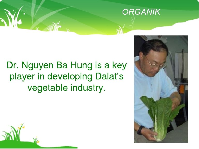 ORGANIK Dr. Nguyen Ba Hung is a key player in developing Dalat’s vegetable industry.