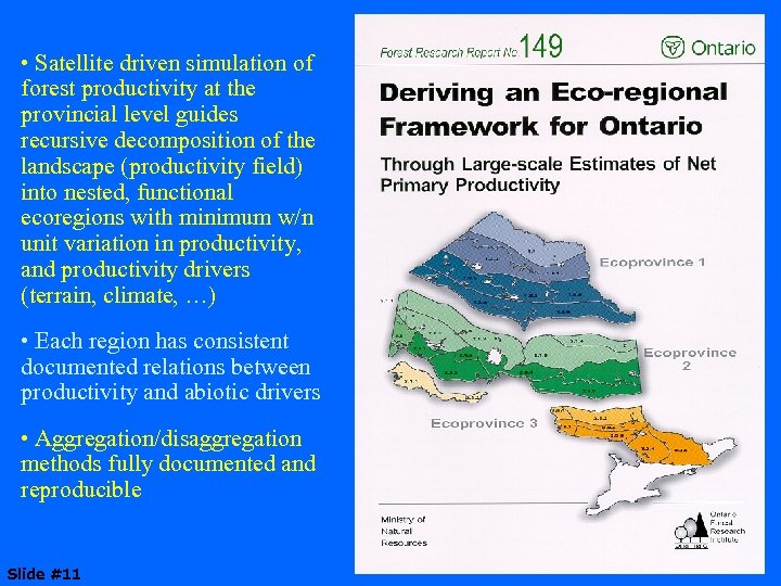  • Satellite driven simulation of forest productivity at the provincial level guides recursive