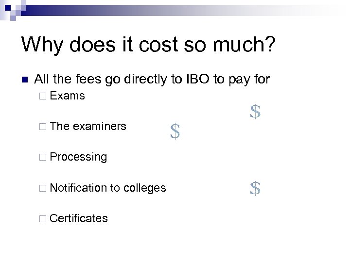 Why does it cost so much? n All the fees go directly to IBO