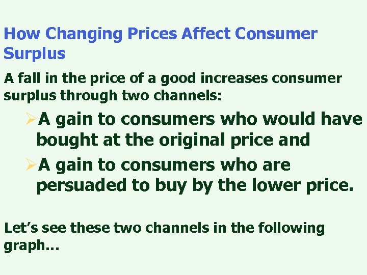 How Changing Prices Affect Consumer Surplus A fall in the price of a good
