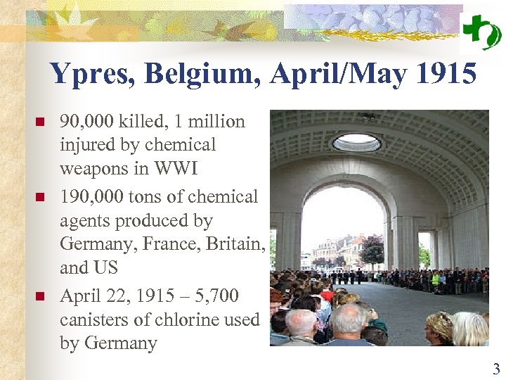 Ypres, Belgium, April/May 1915 n n n 90, 000 killed, 1 million injured by