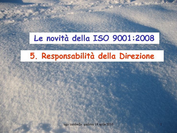 Le novità della ISO 9001: 2008 5. Responsabilità della Direzione ugo zambello padova 19