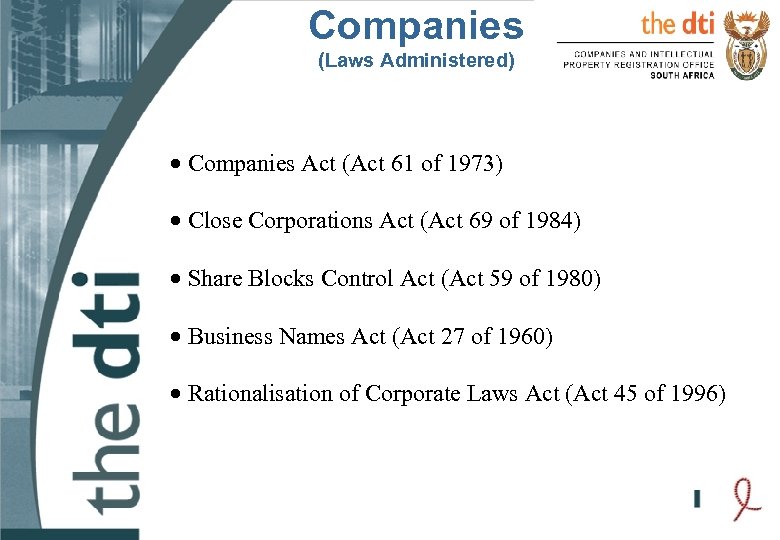 Companies (Laws Administered) · Companies Act (Act 61 of 1973) · Close Corporations Act