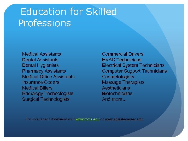 Education for Skilled Professions Medical Assistants Dental Hygienists Pharmacy Assistants Medical Office Assistants Insurance