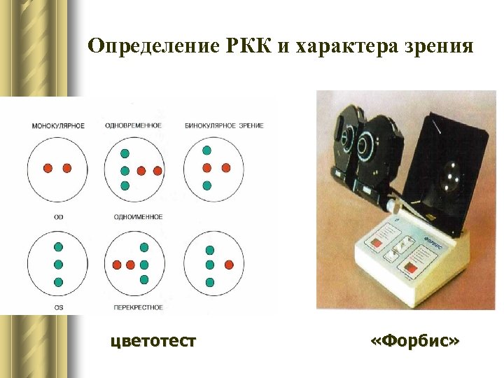 Определение РКК и характера зрения цветотест «Форбис» 