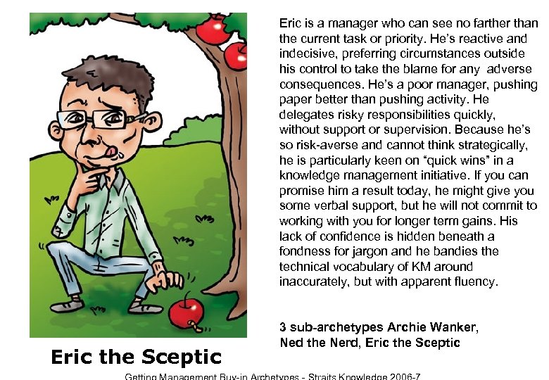 Eric is a manager who can see no farther than the current task or