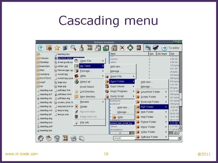 Cascading menu www. id-book. com 18 © 2011 
