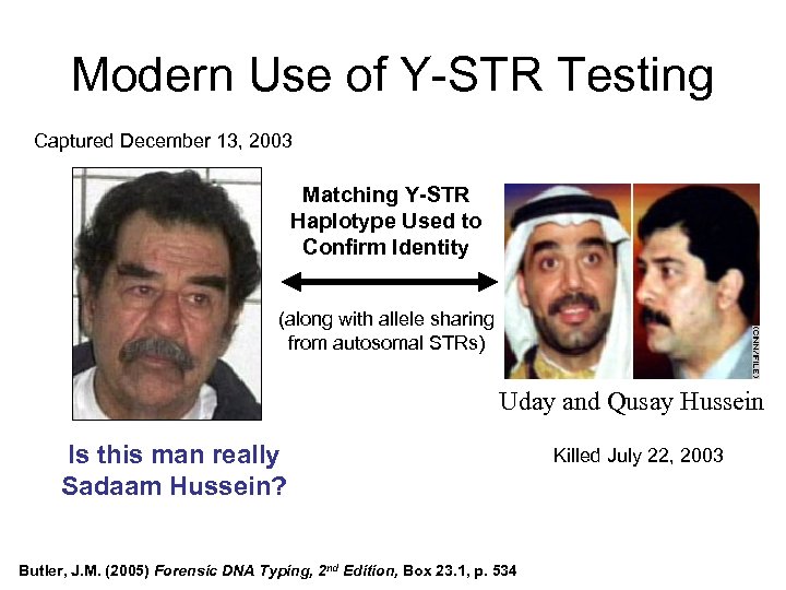Modern Use of Y-STR Testing Captured December 13, 2003 Matching Y-STR Haplotype Used to