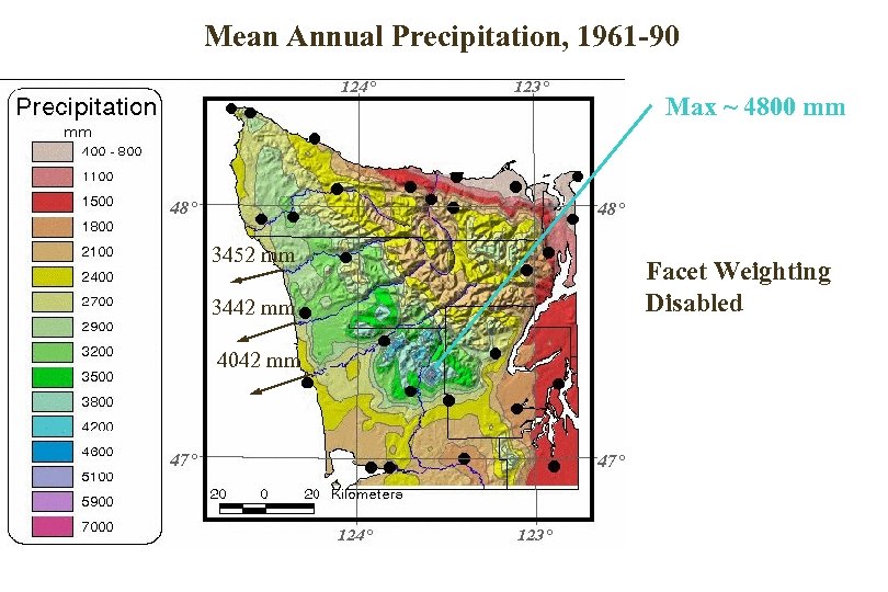 Mean Annual Precipitation, 1961 -90 Max ~ 4800 mm 3452 mm 3442 mm 4042