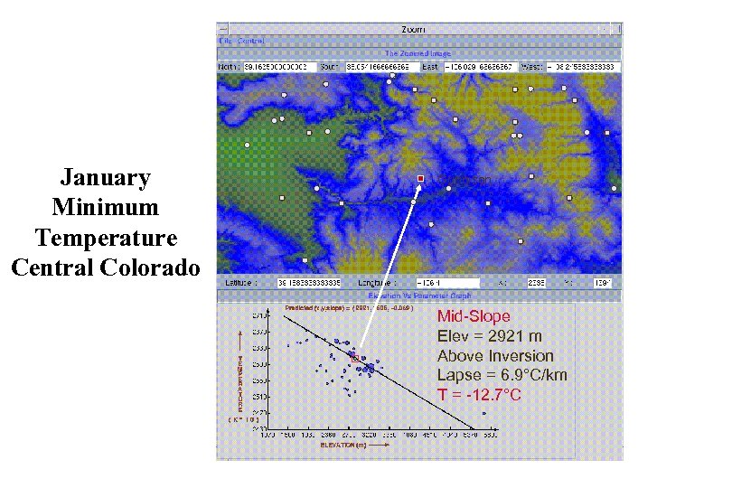 January Minimum Temperature Central Colorado Gunnison Mid-Slope Elev = 2921 m Above Inversion Lapse