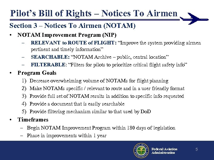 Pilot’s Bill of Rights – Notices To Airmen Section 3 – Notices To Airmen