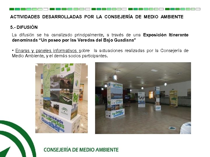 ACTIVIDADES DESARROLLADAS POR LA CONSEJERÍA DE MEDIO AMBIENTE 5. - DIFUSIÓN La difusión se