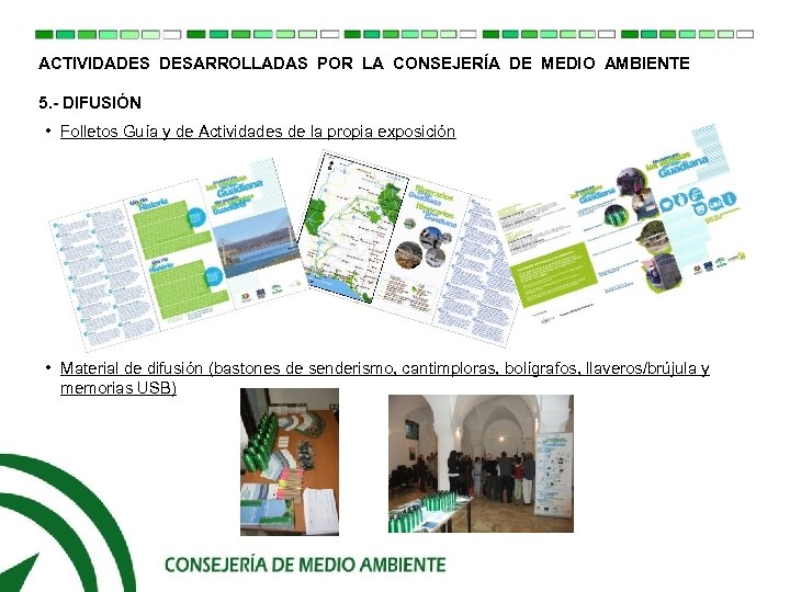 ACTIVIDADES DESARROLLADAS POR LA CONSEJERÍA DE MEDIO AMBIENTE 5. - DIFUSIÓN • Folletos Guía