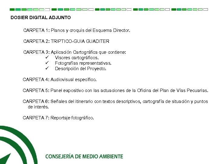 DOSIER DIGITAL ADJUNTO CARPETA 1: Planos y croquis del Esquema Director. CARPETA 2: TRIPTICO-GUIA