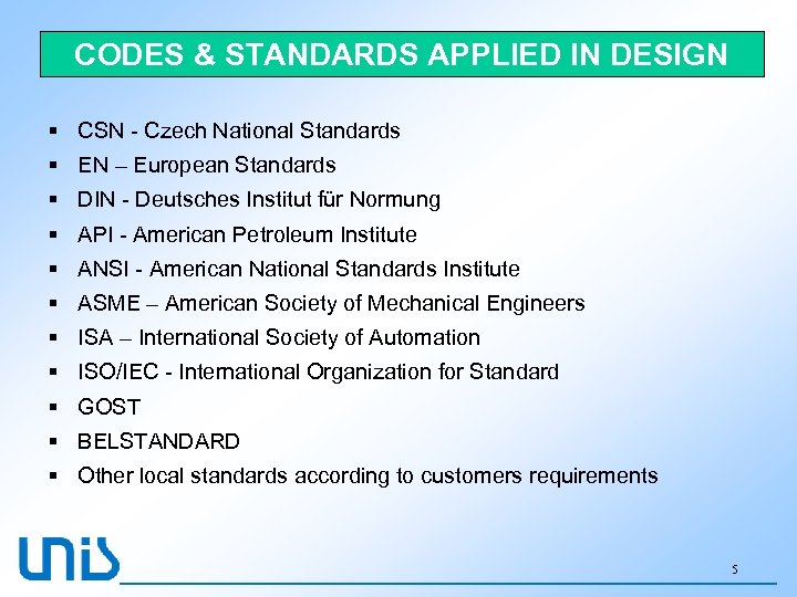 CODES & STANDARDS APPLIED IN DESIGN § CSN - Czech National Standards § EN