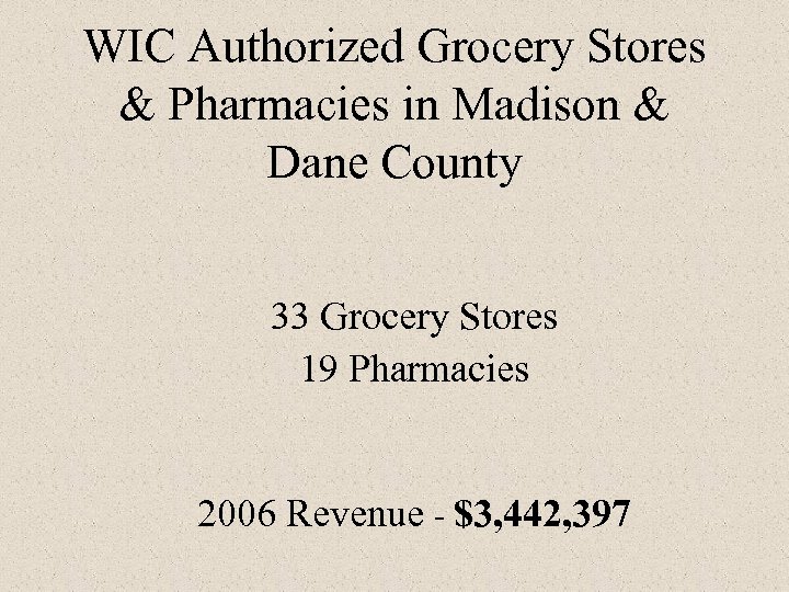 WIC Authorized Grocery Stores & Pharmacies in Madison & Dane County 33 Grocery Stores