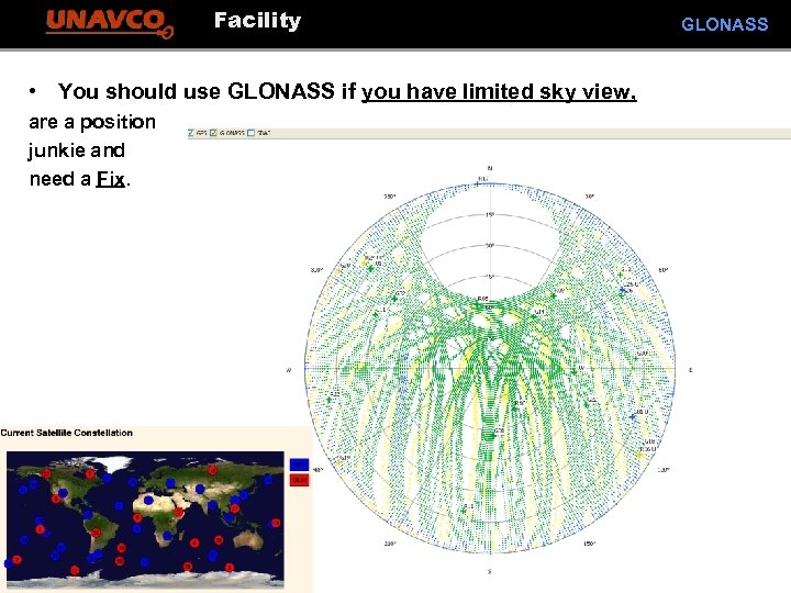 Facility • You should use GLONASS if you have limited sky view, are a