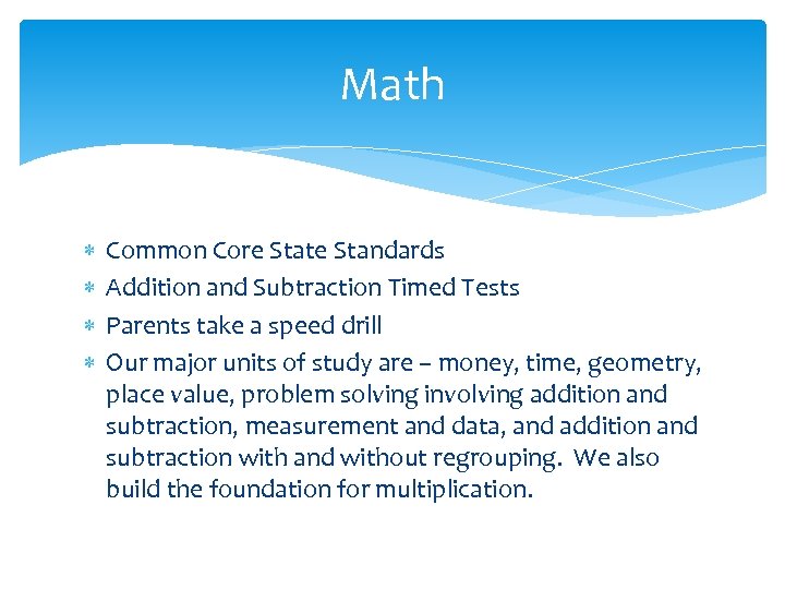 Math Common Core State Standards Addition and Subtraction Timed Tests Parents take a speed
