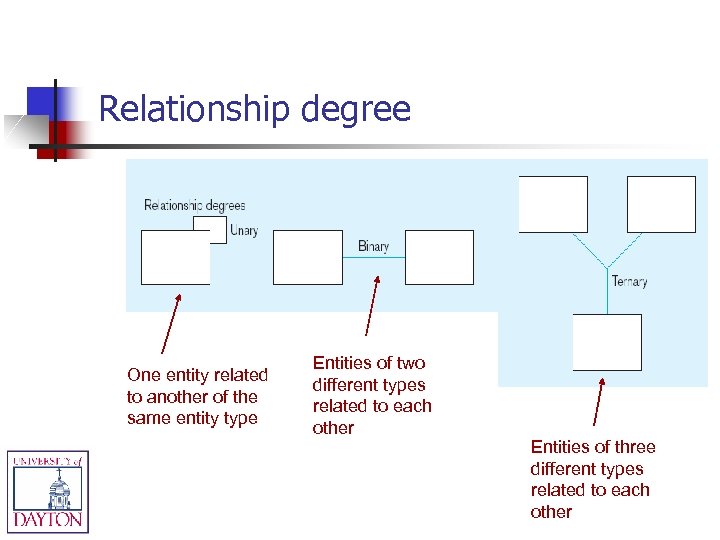 Relationship degree One entity related to another of the same entity type Entities of