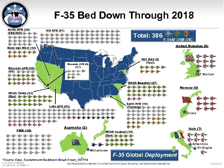 F-35 Bed Down Through 2018 As of 17 Sep 2014 Total: 386 F-35 C