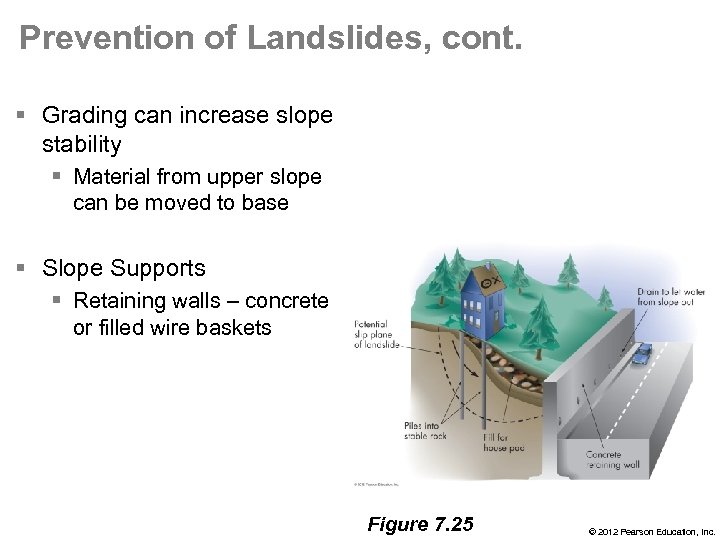 Prevention of Landslides, cont. § Grading can increase slope stability § Material from upper