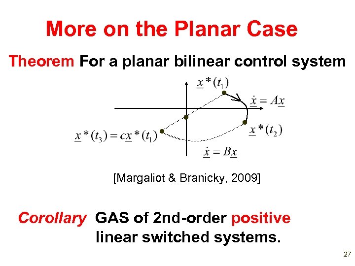 More on the Planar Case Theorem For a planar bilinear control system [Margaliot &