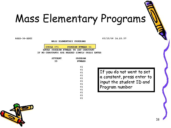 Mass Elementary Programs AS 22 -38 -X 2 OI 05/15/06 14. 23. 57 MASS