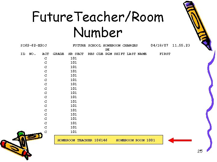 Future. Teacher/Room Number SI 62 -62 -X 2 OJ ID NO. ACT C C