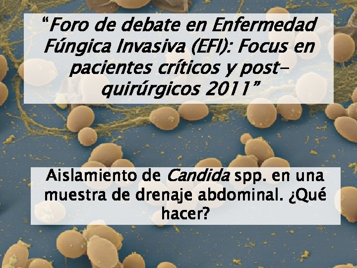 “Foro de debate en Enfermedad Fúngica Invasiva (EFI): Focus en pacientes críticos y postquirúrgicos