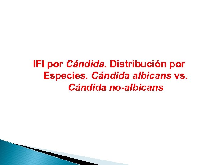 IFI por Cándida. Distribución por Especies. Cándida albicans vs. Cándida no-albicans 