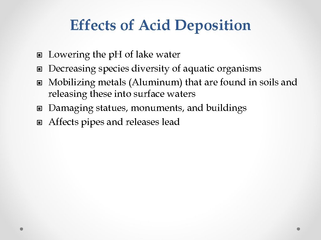 Effects of Acid Deposition © © © Lowering the p. H of lake water