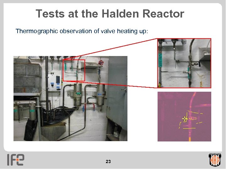 Tests at the Halden Reactor Thermographic observation of valve heating up: 23 