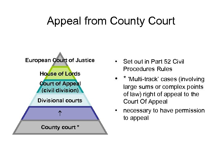 Appeal from County Court European Court of Justice House of Lords Court of Appeal