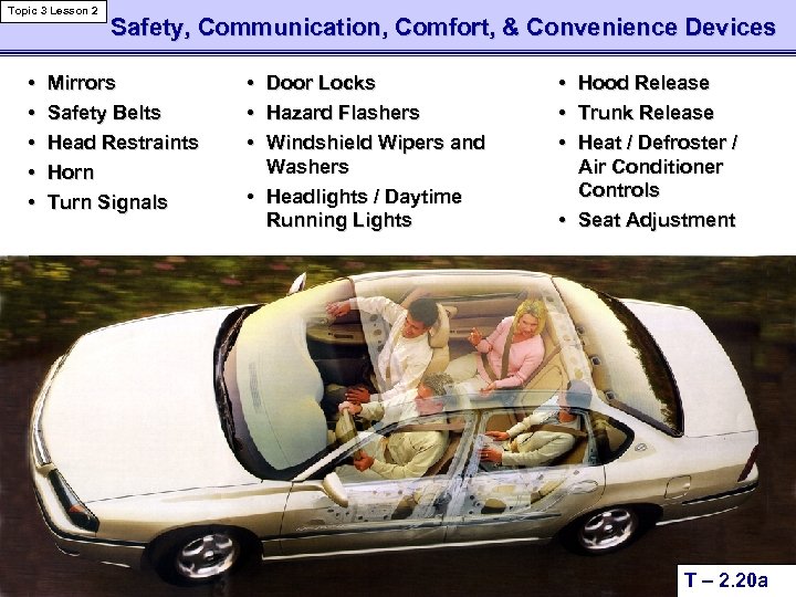 Topic 3 Lesson 2 • • • Safety, Communication, Comfort, & Convenience Devices Mirrors