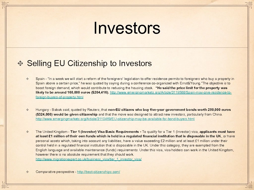 Investors Selling EU Citizenship to Investors Spain - “In a week we will start