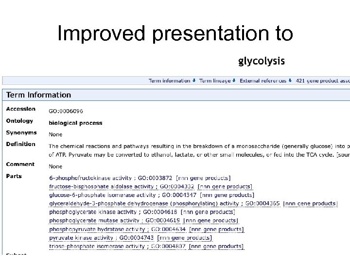 Improved presentation to users 