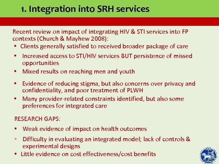 Integrating Sexual Reproductive Health And Hiv Services