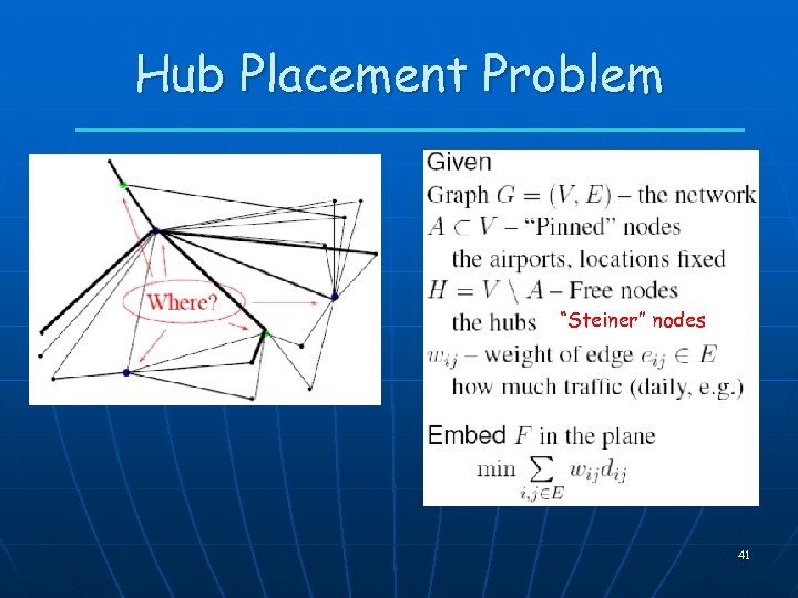 Hub Placement Problem “Steiner” nodes 41 