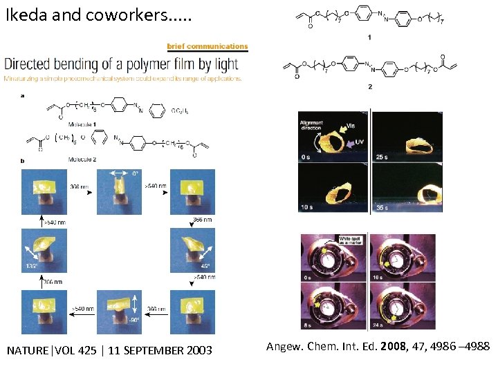 Ikeda and coworkers. . . NATURE|VOL 425 | 11 SEPTEMBER 2003 Angew. Chem. Int.