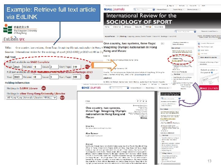 Example: Retrieve full text article via Ed. LINK 13 