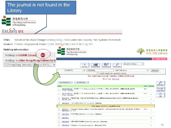 The journal is not found in the Library 15 
