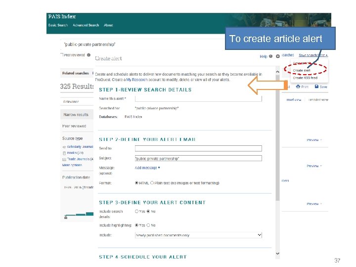 To create article alert 37 