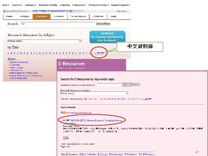 中文資料庫 47 47 